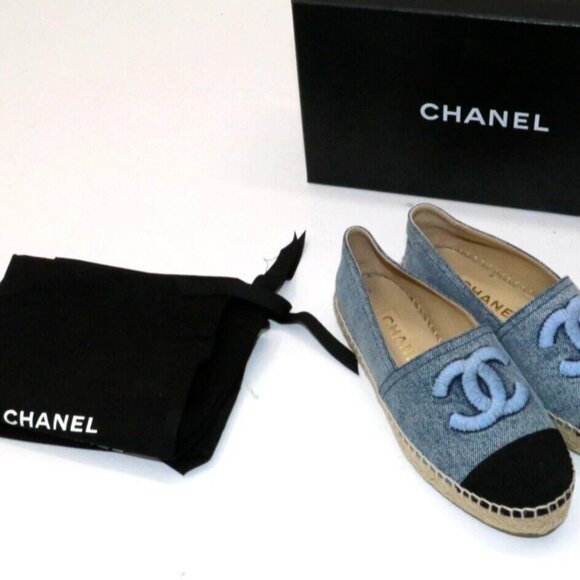 Chanel Denim Cap Toe CC Espadrilles EU 35 US 5 - Blue/Black - Picture 1 of 15